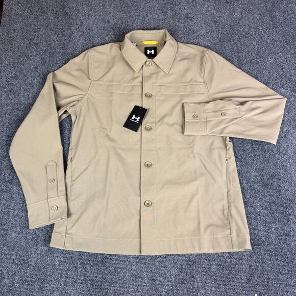 Under Armour Unstoppable Utility Jacket Mens XL Button Down $175 Brown 1390261 - Picture 2 of 12